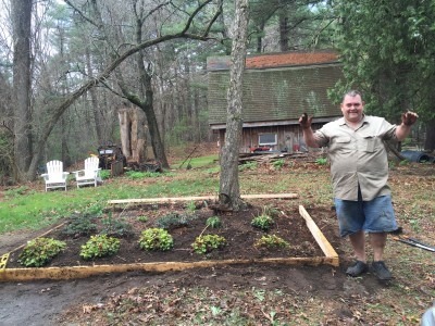 Karl Enjoys Building a New Bed, at the Caretaker's Cottage