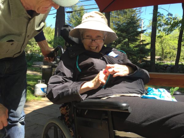 Bruce shares a Columbine Flower with Eileen