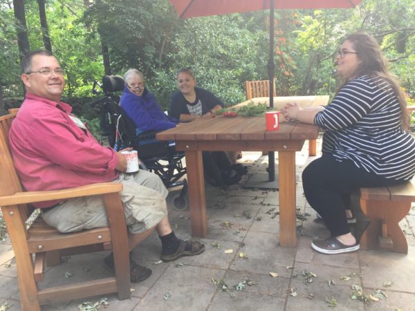Karl, Eileen, Abi, and Giulia at the Pear Tree Patio