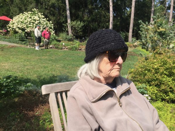 Nancy Relaxes While Bill and Karl Chat