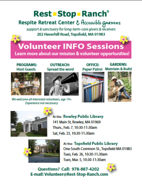 2019 Rest.Stop.Ranch Volunteer INFO Sessions Flyer