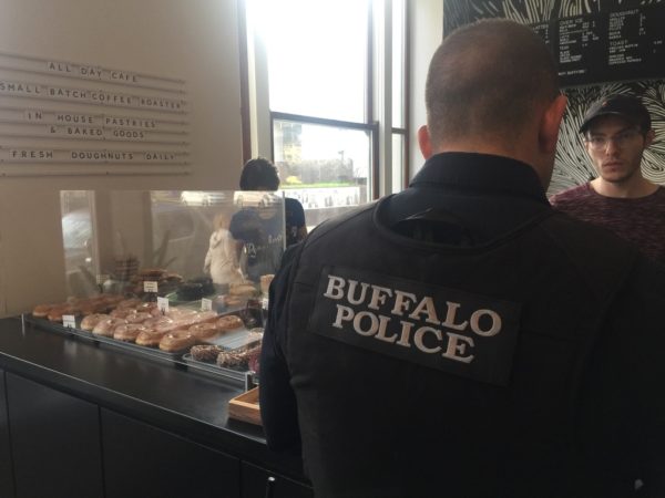 Buffalo Police Officer enjoys Public Espresso