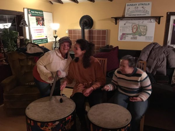 Leana, Emma, and Katie Enjoy the Bass Drums