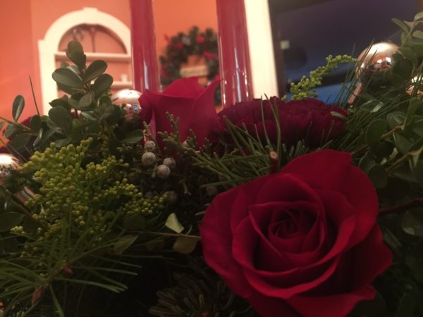 Rosey Holiday Flower Arrangement