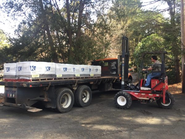 Truck delivers Pavers, 3/15/22