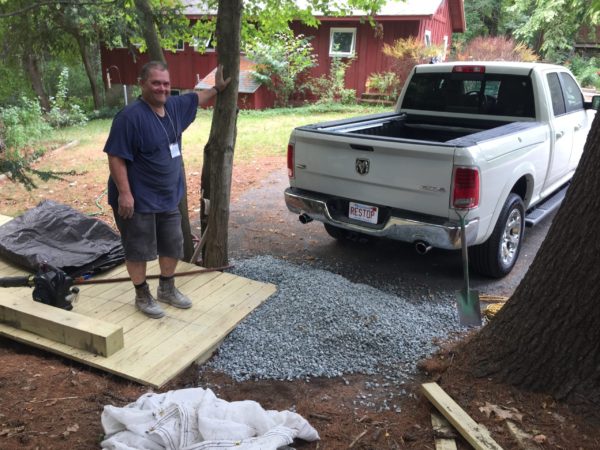 Blue Stone base for Accessible Trail Entrance.