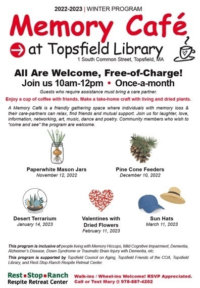 Topsfield, MA Winter Memory Cafe Events, 2022-23
