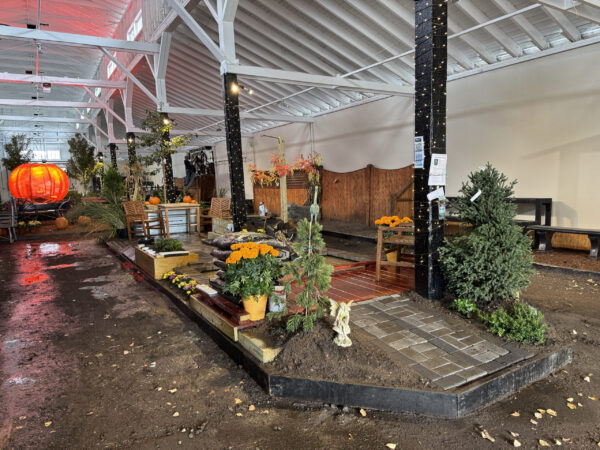 Our Topsfield Fair Flower Building exhibit illustrates accessible trails and platforms for all persons.  The hardscape was built by Karl and John over two weekends.