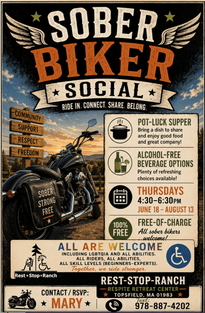 sober biker social & potluck, flyer